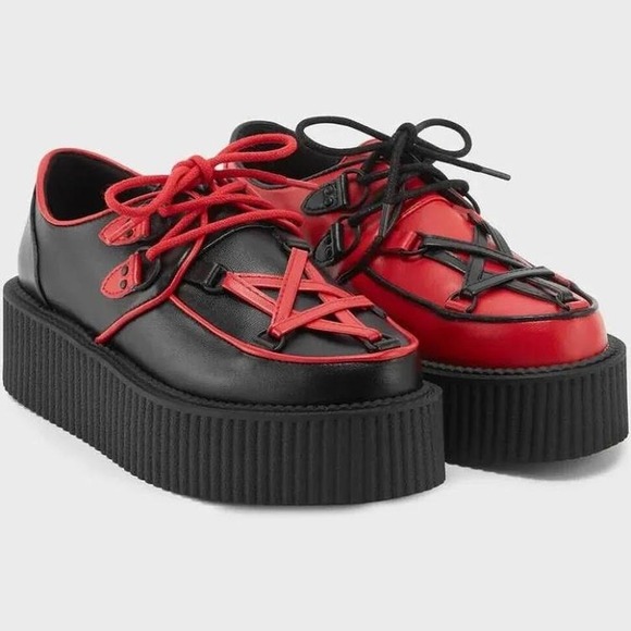 Killstar Hexcellent creepers black and red pentagram goth punk alternative